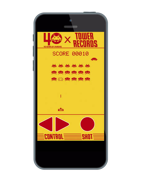 タワーレコード×スペースインベーダー オリジナルブラウザゲーム ”タワレコインベーダー”プレイ画面イメージ