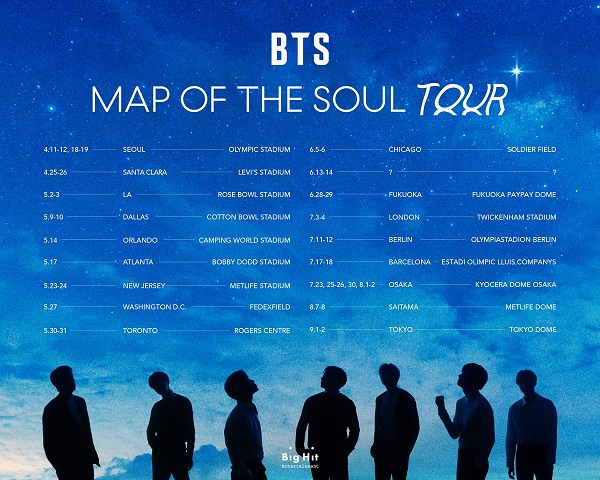 BTS、ワールド・ツアー「BTS MAP OF THE SOUL TOUR」1次都市発表。韓国 ...