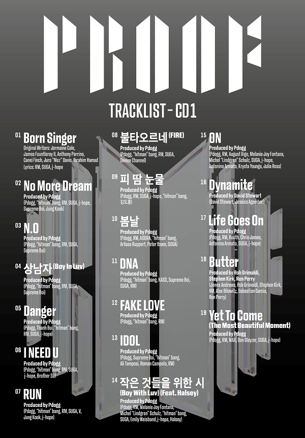 BTS、ニュー・アルバム『Proof』最初のCDトラックリスト公開。新曲“Yet