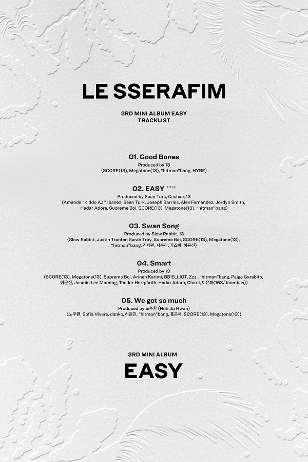 LE SSERAFIM、3rdミニ・アルバム『EASY』トラックリスト公開 - TOWER 