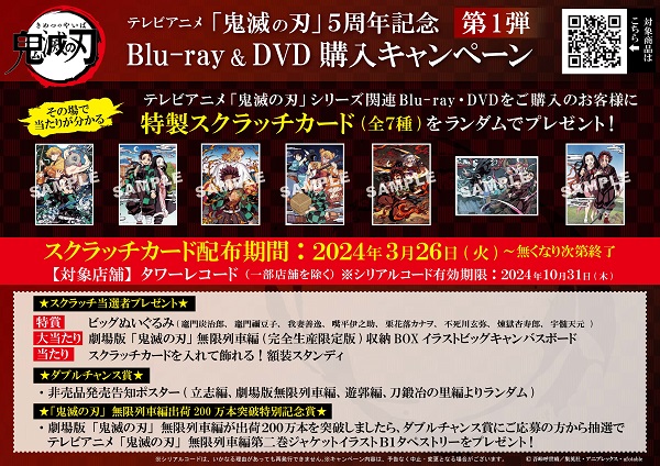 テレビアニメ「鬼滅の刃」5周年記念Blu-ray&DVD購入キャンペーン第1弾 