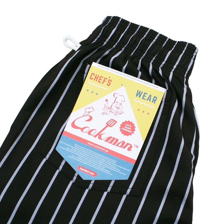 COOKMAN Chef Pants PIN STRIPE T/C BLACK